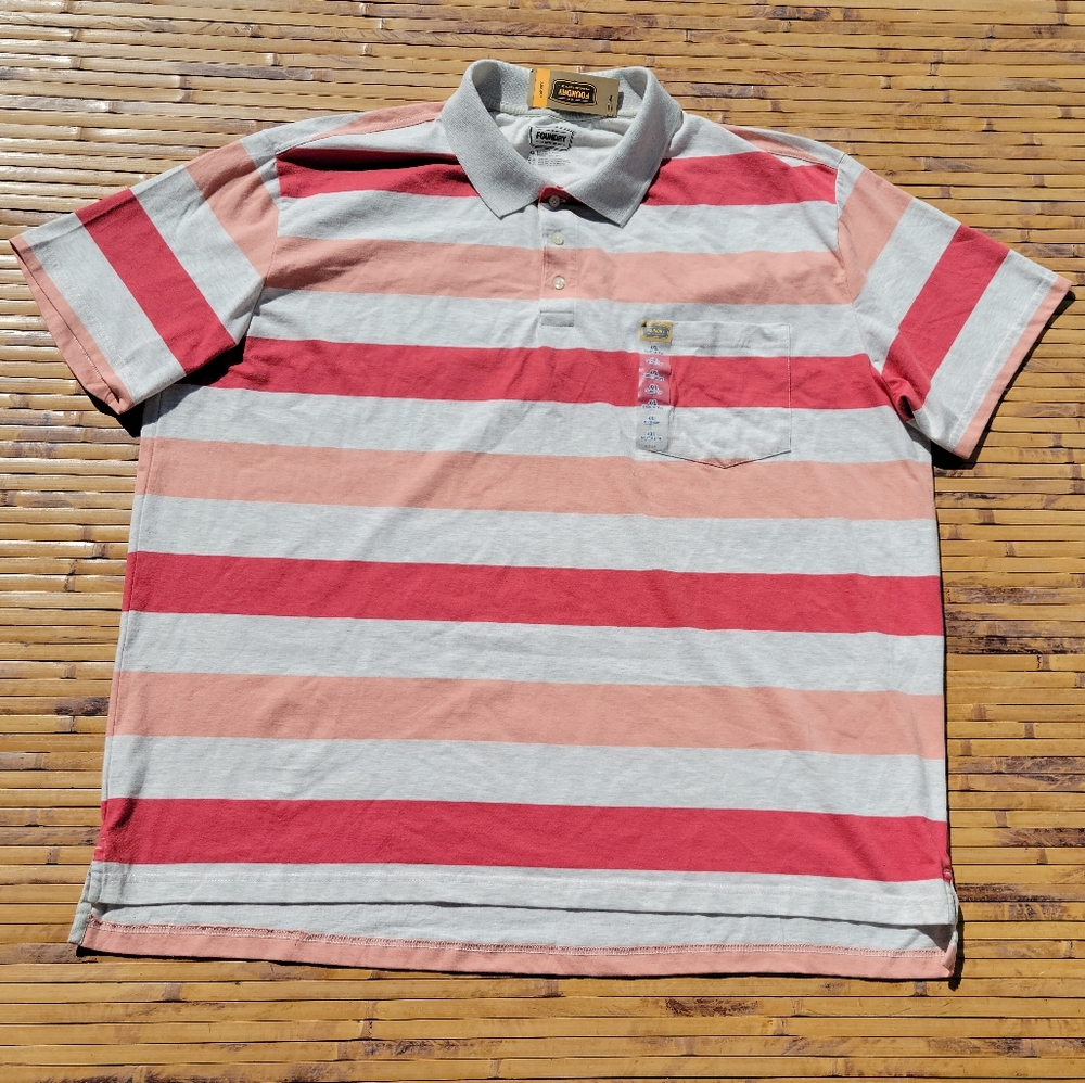 Foundry Casual Cranberry Stripe Polo 2XL